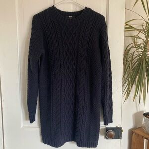 Uniqlo Black Long Sleeve Chunky Cable Knit Short Mini Sweater Dress